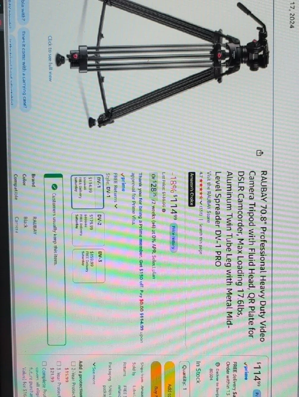 RAUBAY Professional DV-1 Tripod with Carry Bag